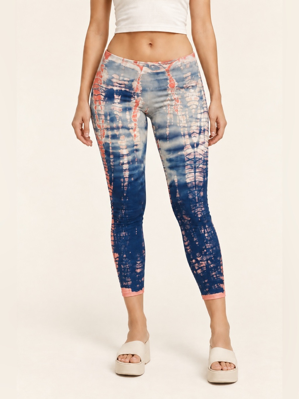Vintage Hard Tail USA Tie Dye 7/8 Yoga Leggings Pink Blue Navy Cotton Lycra XS